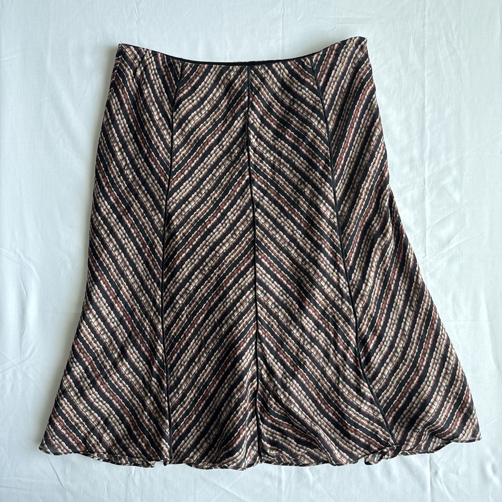 Alfani A-Line Skirt 100% with Chevron Stripes - Black and Brown